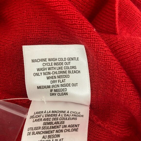 🔥 Merino Wool Henley Sweater M Button Front Red Ribbed Knit Luxury - Picture 14 of 15